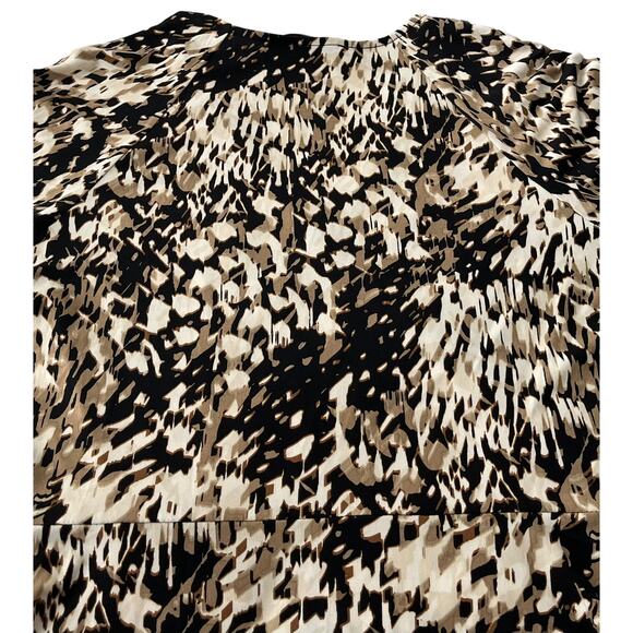 KASPER LONG SLEEVE V-NECK MAXI WAIST DRESS, WOMANS, M, BROWN TAN WHITE, ANIMAL - Picture 5 of 9